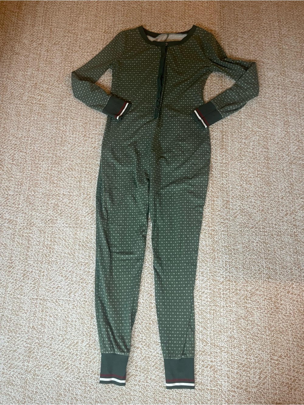Green Long Sleeve One-Piece Pajama Jumpsuit